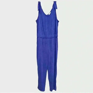 Loft Outlet XL Purple Sleeveless Tie Shoulder Spring Jumpsuit Ankle Length